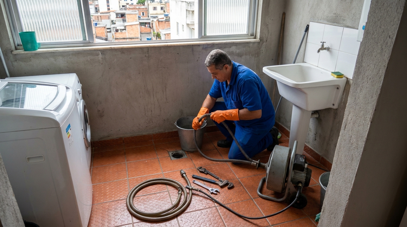 Desentupimento de ralo com equipamento em Palhoça‑SC